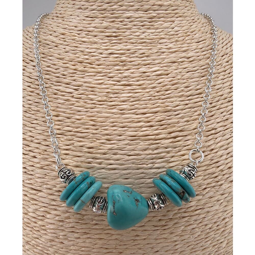 Artisan Handcrafted Made USA  Large Turquoise Statement Necklace